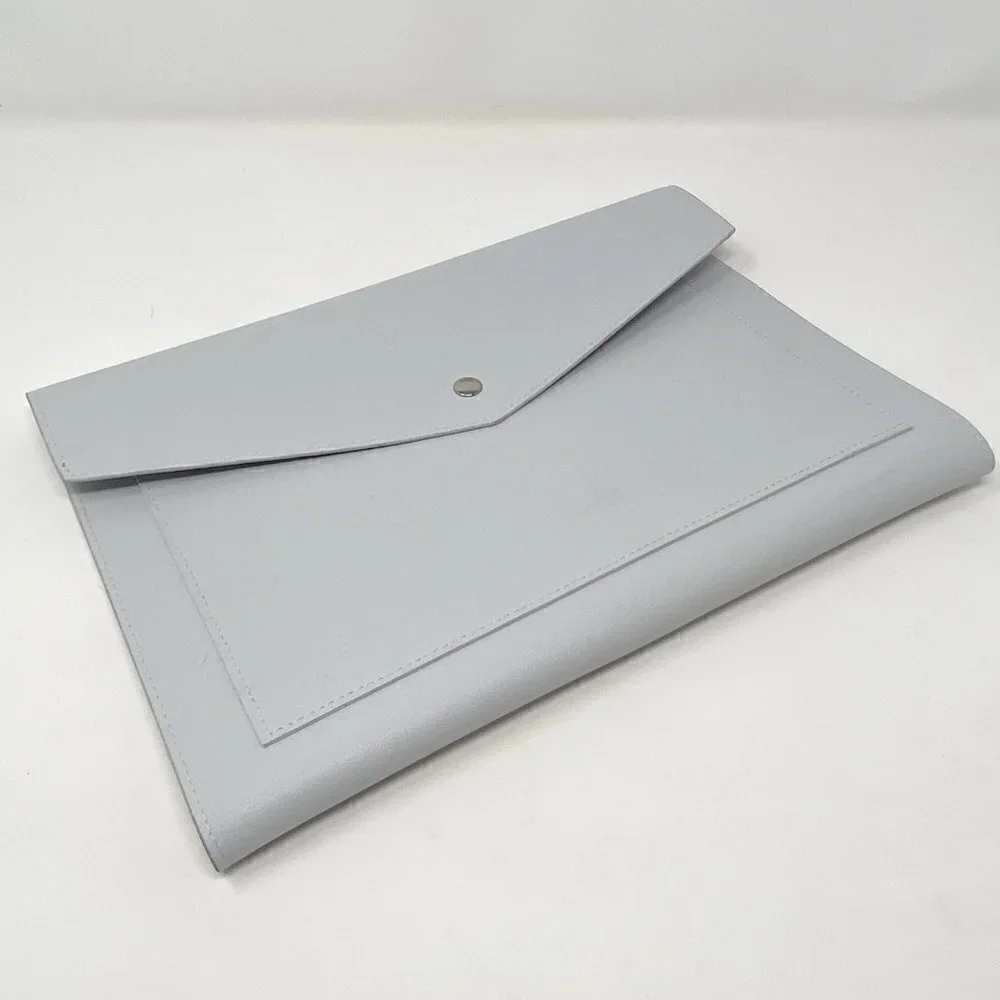 GLASS LADDER & CO Megan Portfolio Clutch Tech Organizer Light Gray Vegan Leather
